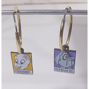 Casper Friendly Ghost Stinkie Earrings Vintage Pair 1995 Dangle Hoop Mix Match